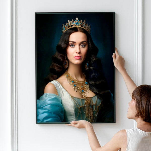 Ode to Katy Perry, Renaissance Portrait, Digital Print, Instant Download, Wall Art, Aesthetic Print, Wall Decor, Digital Oil Painting