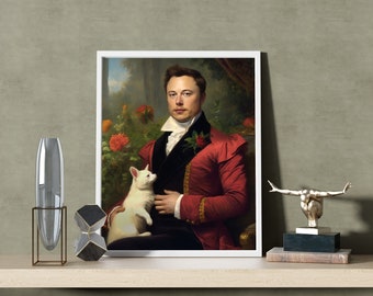 Ode to Elon Musk, Renaissance Portrait, Digital Print, Instant Download, Wall Art, Aesthetic Print, Wall Decor, Digital Oil Painting, SpaceX