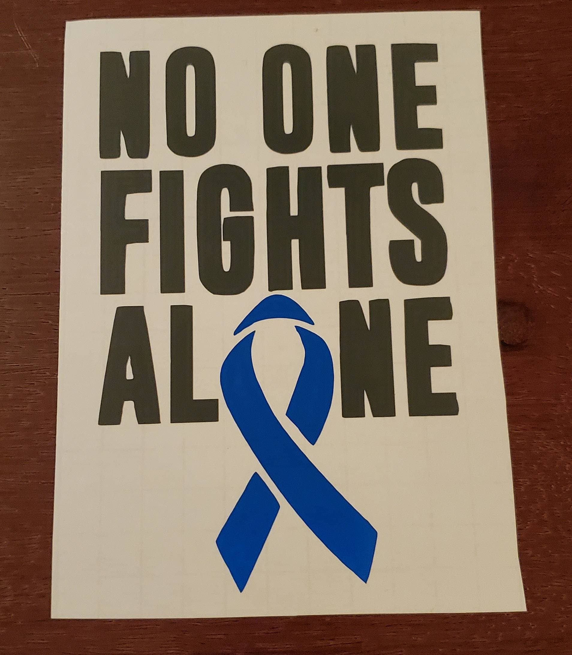 No One Fights Alone Cancer Awareness Ribbon Decal Sticker - Etsy