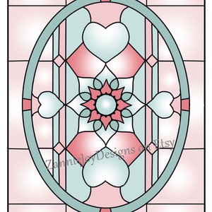 Stained Glass Pattern, Hearts Pattern, Valentine, Instant Download ...