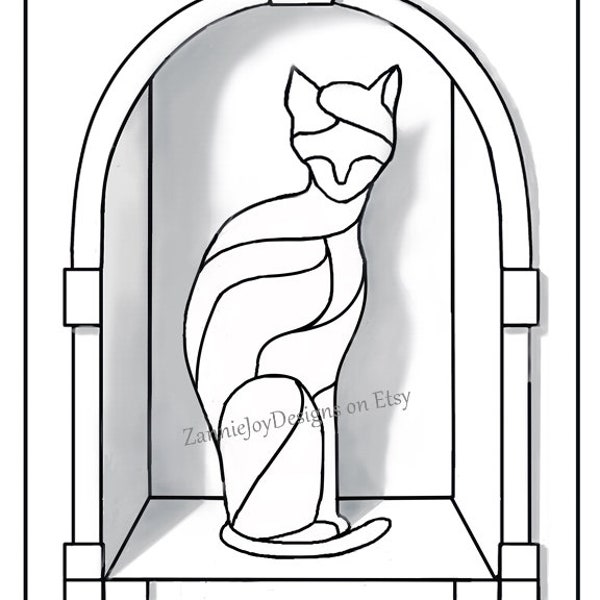 Trompe l'oeil Cat Pattern, Ink Line Art Print, Feline Art, Coloring Page, Printable Cat, Instant Download