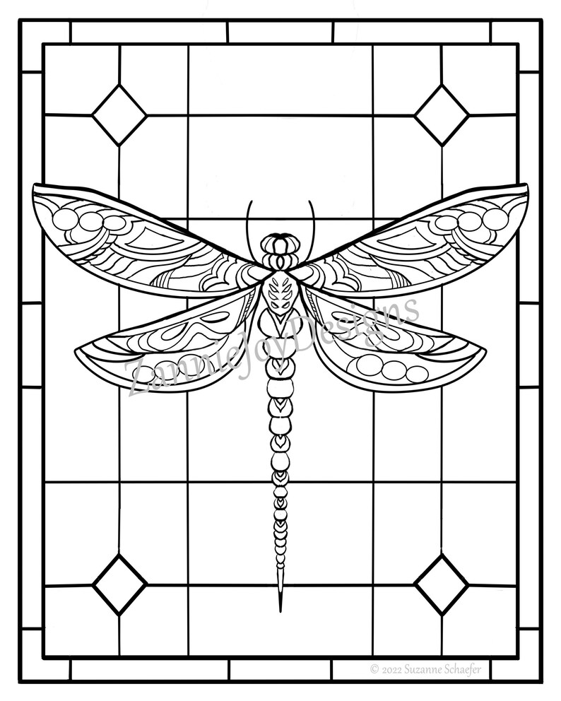 Stained Glass Dragonfly Pattern Instant Download (Instant Download) Etsy