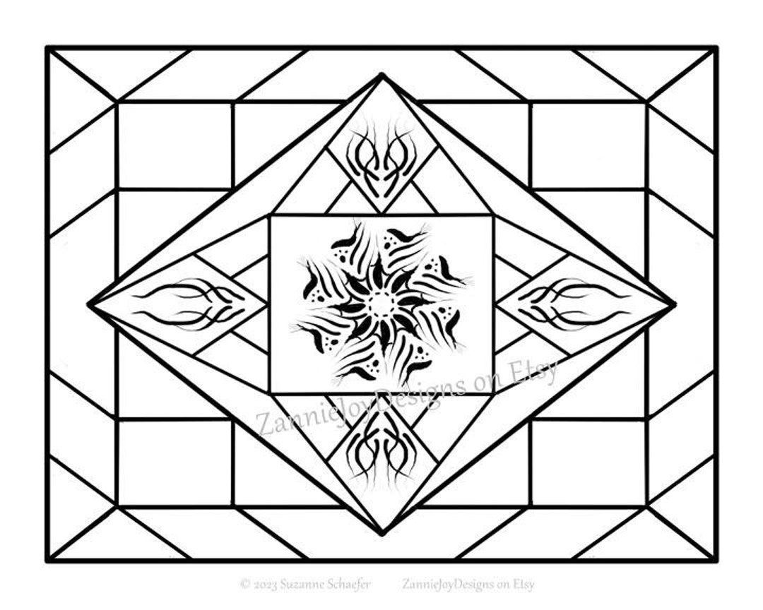 Stained Glass Rectangular Pattern Instant Download Printable Etsy