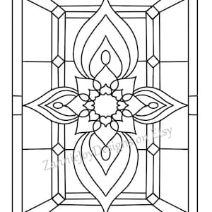 Stained Glass Pattern, Instant Download, Printable PDF, Coloring Page, Digital File