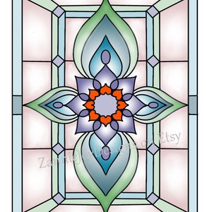 Stained Glass Pattern, Instant Download, Printable PDF, Coloring Page ...
