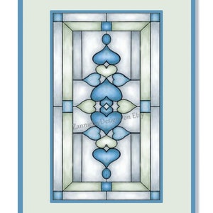 Stained Glass Hearts Pattern, Instant Download, Oblong Heart Print ...