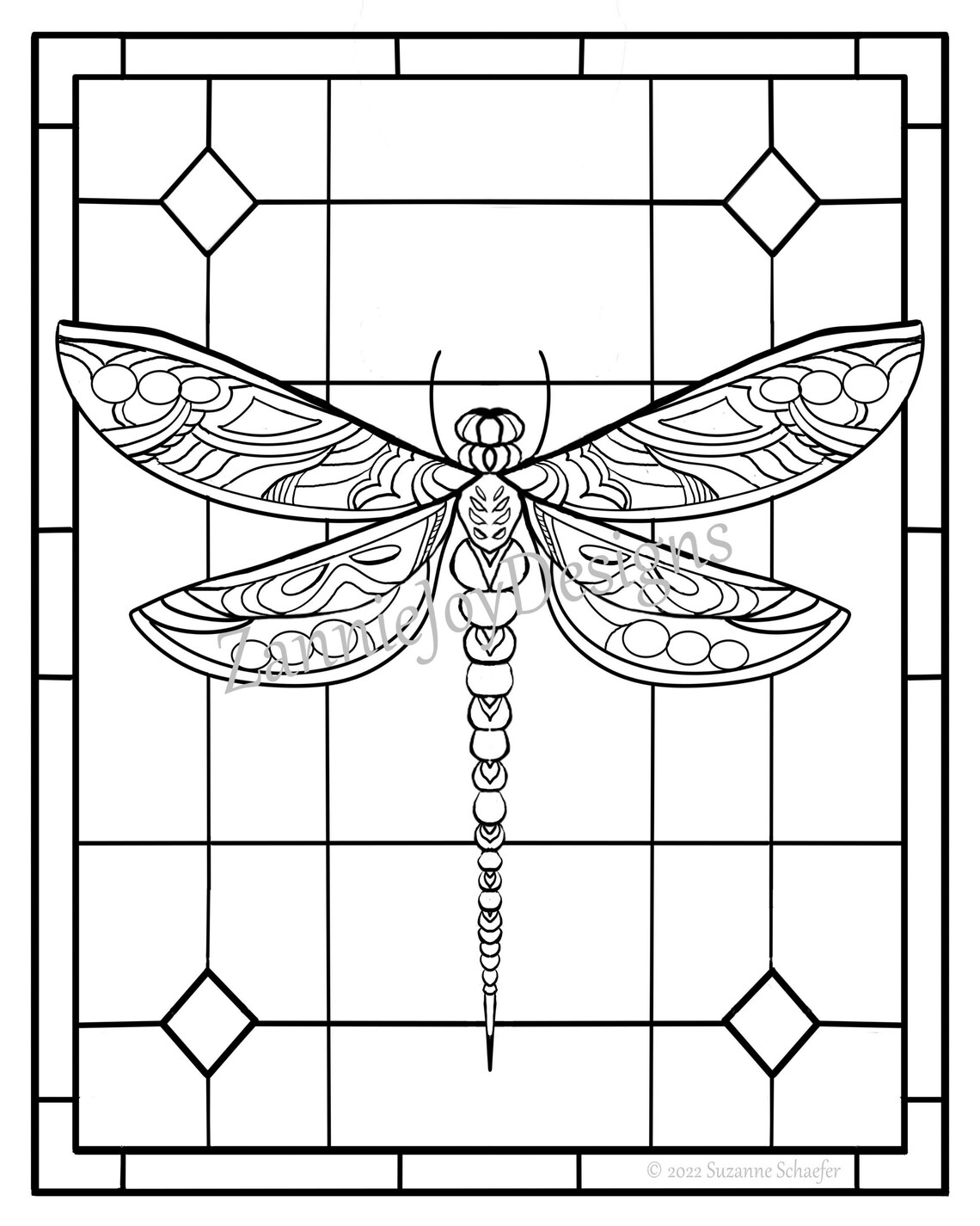 Stained Glass Dragonfly Print, Instant Download, Printable Dragonfly