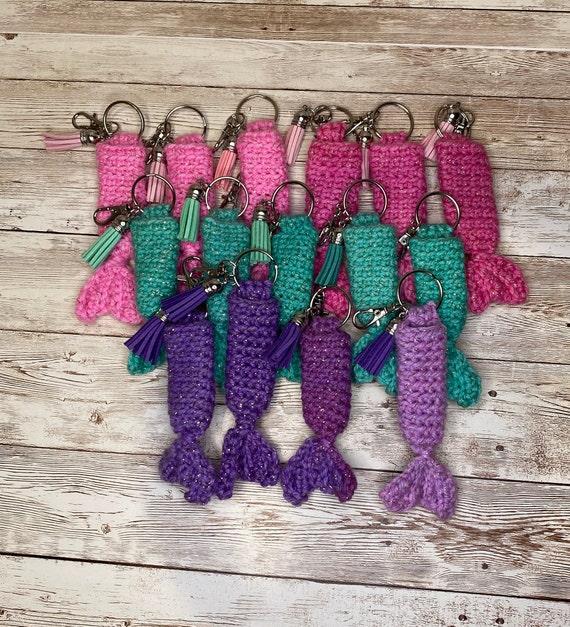 Mermaid Tail Chapstick Holder Crochet Mermaid Keychain Chapstick