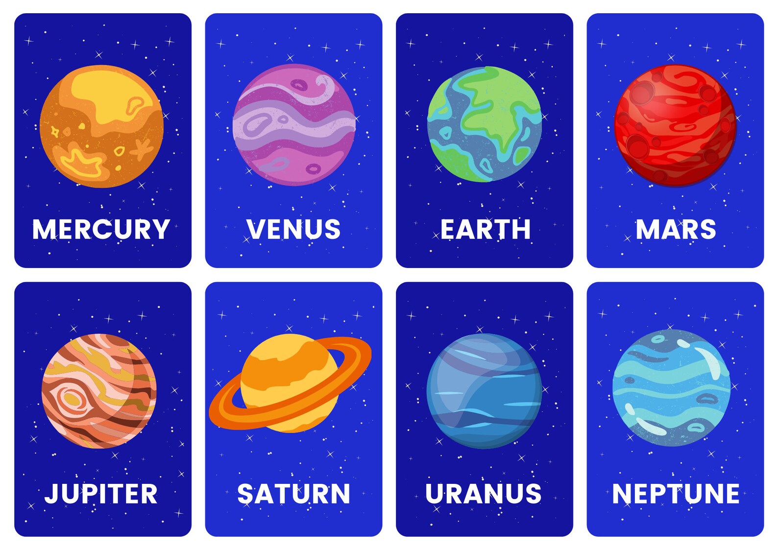 SOLAR SYSTEM Flash Cards For Kids Learning & Homeschooling Etsy