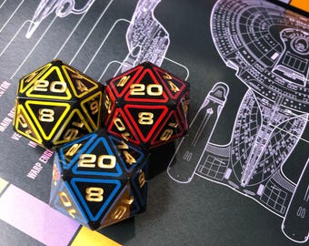 Bridge Crew Dice, 35mm Chonk D20 Sharp Edged Resin DnD Star Trek inspired Dice