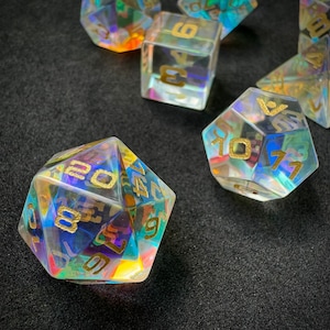 Prismatic Glass, 7-Piece Dichroic Polyhedral DnD Dice Set