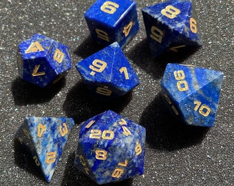 Lapis lazuli 7-delige edelsteen polyedrische DnD-dobbelstenenset