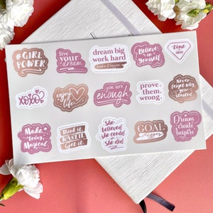 Motiverende waterdichte stickers voor planners, tijdschriften, laptop en waterfles