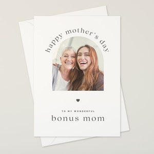 Bonus-Mama-Muttertags-Fotokarte | Anpassbare Bildkarte für nichtbiologische Mutter | Stiefmutter-Bonus-Mutterkarte | Alles Gute zum Muttertag