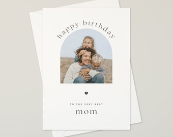 Birthday Card With Custom Photo | Customizable Picture Card for Mom | Personalized Birthday Card | Happy Birthday photo card | Minimal