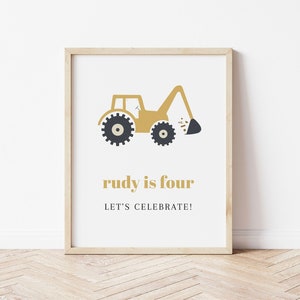 Tractor Birthday Party Welcome Sign Template | Digital Download | Construction Birthday Party Sign | Excavator Digger Birthday Party