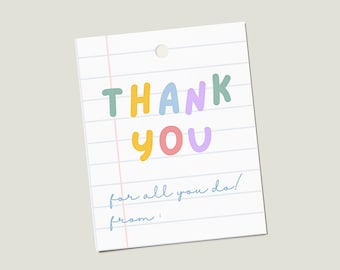 Teacher Appreciation Week Tags, Thank You Teacher Gift Tags, Printable End Of School Year Favor Tags, Last Day of School Teacher Gift Tags