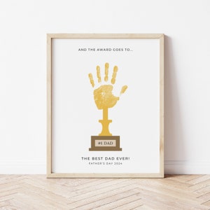 Father's Day Trophy Handprint Art Printable | #1 DAD Trophy Handprint ...