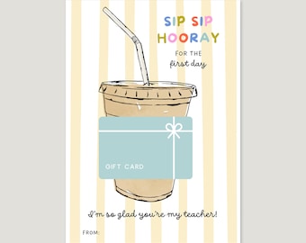 First Day of School Teacher Coffee Gift Card Holder, Meet the Teacher Night Gift, Preschool, Pre-K, Kindergarten, Mother's Day Out, Daycare