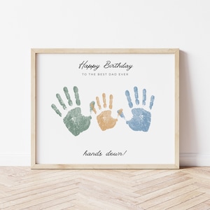 Papa Geburtstag Handabdruck Printable | Best Dad Hands Down Craft | Geschenk für Papa von Kindern | Alles Gute zum Geburtstag Dad Karte | Fügen Sie mehrere Handabdrücke hinzu