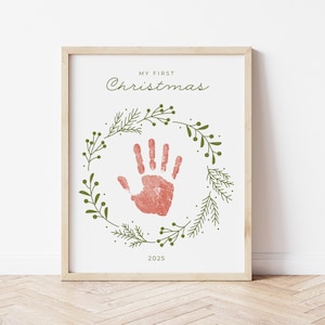My First Christmas Handprint Craft, Baby&#39;s First Christmas Handprint Craft Printable, Baby&#39;s 1st Christmas Art Keepsake, Instant Download