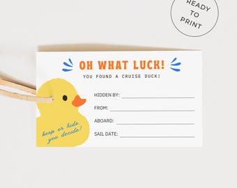 Cruating Duck Tags zum Ausdrucken | Oh was für ein Glück, Du hast eine Ente gefunden! SOFORT DOWNLOAD - Drucken & Schreiben Sie Ihre Informationen | Enten Wechselspiel