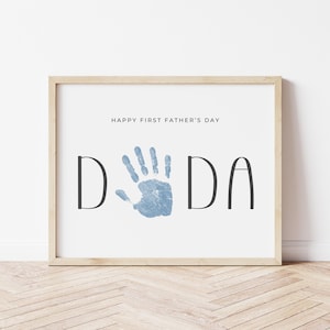 Dada eerste vaderdag handafdruk kunst afdrukbaar, dada 1e vaderdagcadeau van baby, gemakkelijk handgemaakt, vaders eerste vaderdagkaart