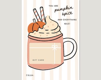 Pumpkin Spice Coffee Gift Card Holder, PSL Card for Teacher, Coworker, Staff, Hairstylist, Friend, Hostess Gift, Fall Autumn Gift, 5x7 Inch