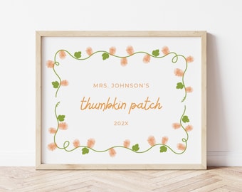 Editable Thumbkin Patch Fall Fingerprint Class Craft, Pumpkin Fingerprints, Teacher Class Craft, Autumn Fall Easy Activity Baby or Toddler