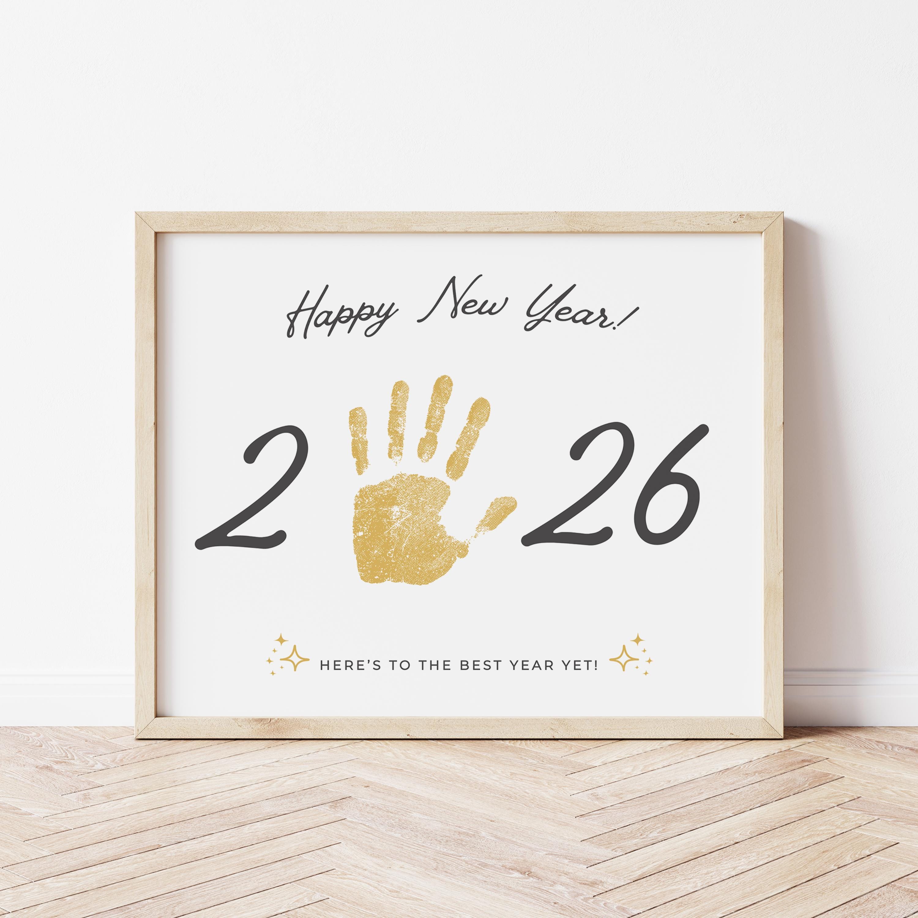 Happy New Year Handprint Art, 2026 Handprint Craft for New Years Day or New Years Eve, Baby or Toddler Activity, Kid's New Year's Keepsake