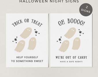 Halloween Signs for Trick or Treaters, Two Signs Bundle, Help Yourself, Take One, Sorry We Missed You, Out of Candy, Welcome Sign Candy Bowl