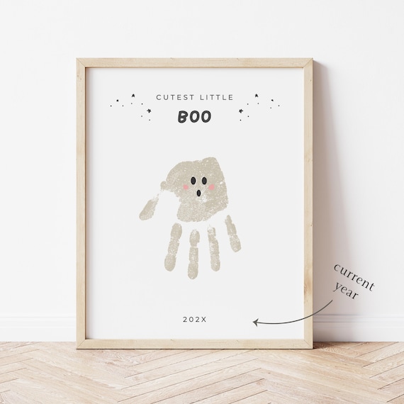 Cutest Little Boo Ghost Handprint Art, Halloween Handprint Craft Printable, Easy Fall Autumn Activity Baby Toddler Mothers Day Out Daycare