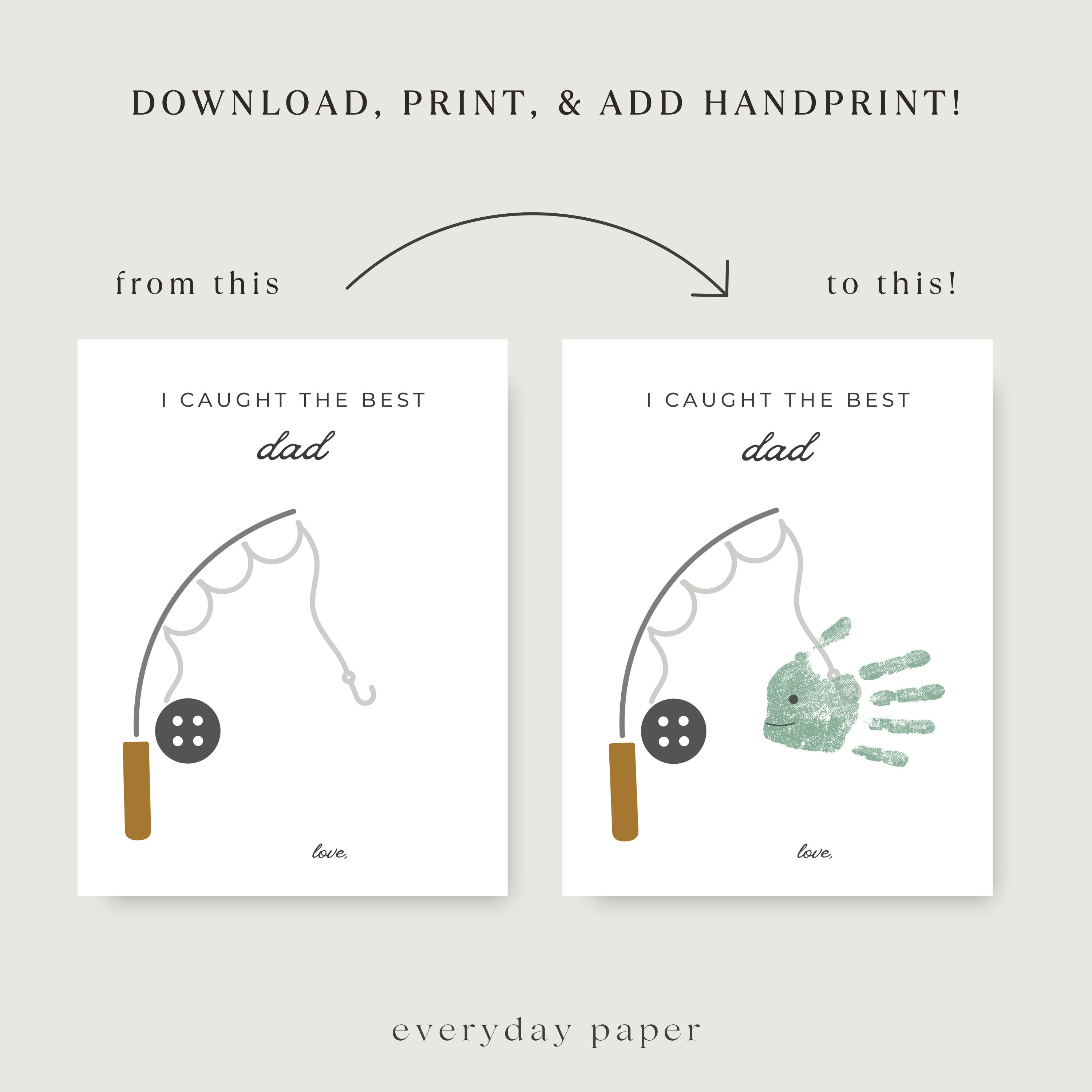 Dad Fish Handprint Art Printable | Dad Fishing Birthday Card | Fishing ...