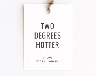 Two Degrees Hotter Editable Graduation Gift Tags, Funny Minimal Favor Tags, Two Bachelors Masters Doctorate, 2 Degrees Card, Edit in Canva