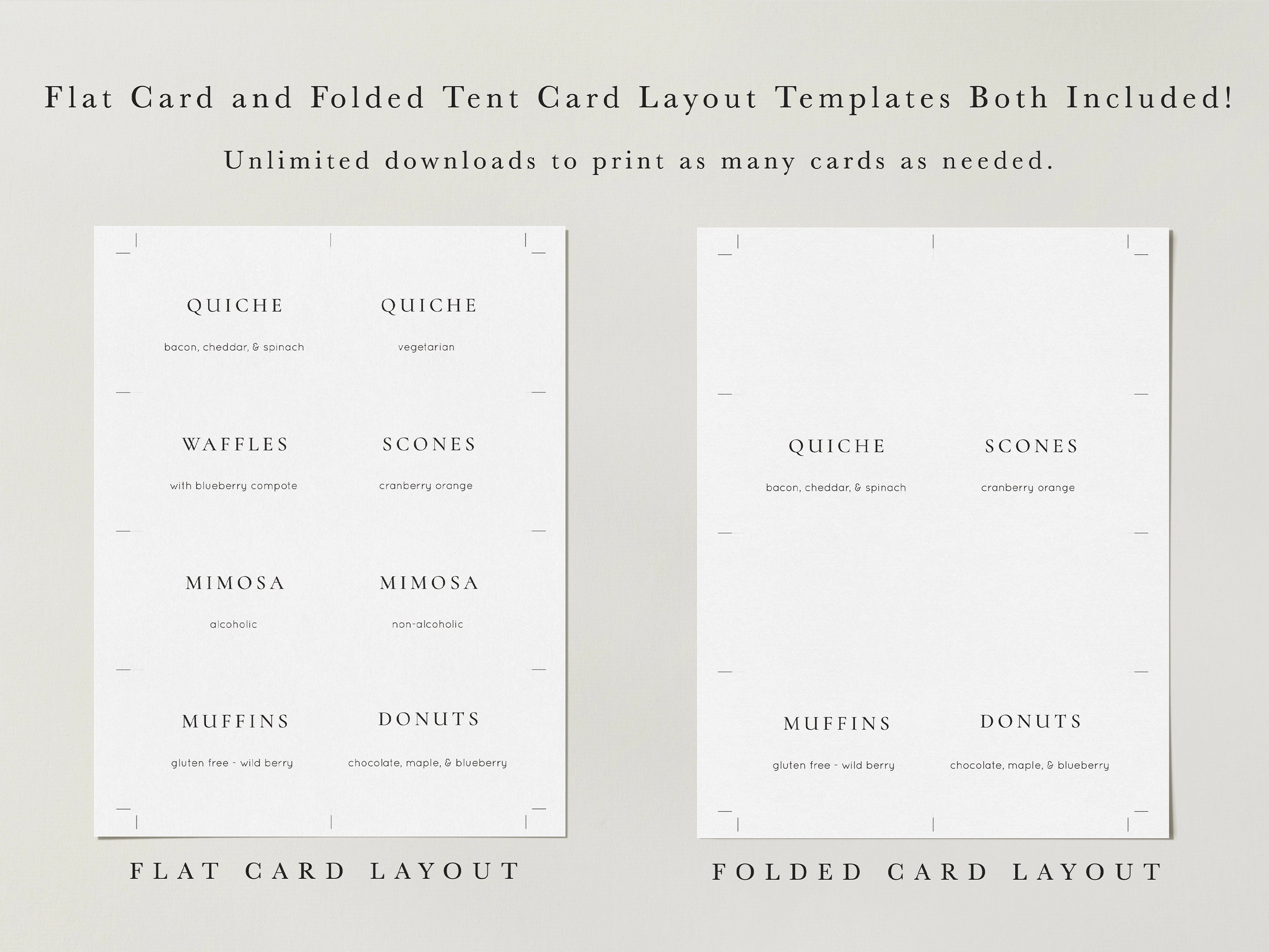 Classic Party Editable Food Buffet Cards Food Card Template Digital ...
