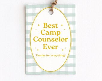 Camp Counselor Gift Tag, Best Camp Counselor Ever, Gift for Kid's Camp Counselor, End of Summer Gift Bag, Simple Minimal Gift Tag for Teen