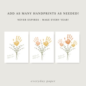 May include: Three printable cards with a handprint flower bouquet design. The cards feature the text "Thank you for helping us grow".