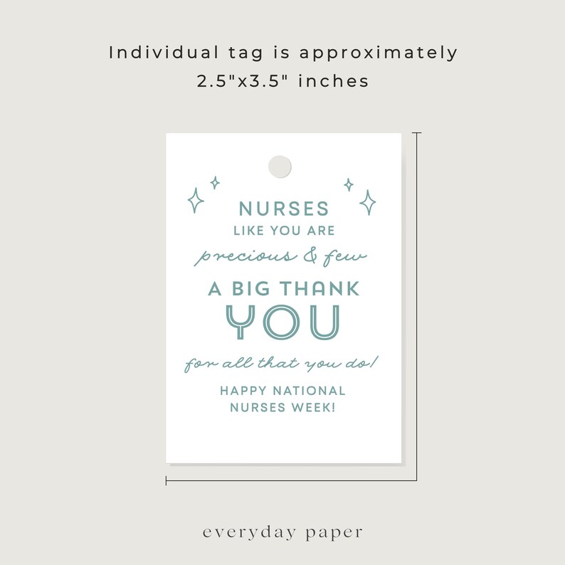 National Nurses Week Gift Tags, Nurses Day Appreciation Tags, RN Simple ...
