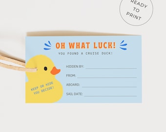 Cruating Duck Tags zum Ausdrucken | Oh was für ein Glück, Du hast eine Ente gefunden! SOFORT DOWNLOAD - Drucken & Schreiben Sie Ihre Informationen | Enten Wechselspiel