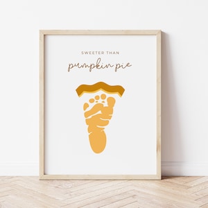 Pumpkin Pie Footprint Craft, Thanksgiving Day Activity, Toddler Thanksgiving Footprint Art Printable, Baby Infant Daycare Fall Art Keepsake