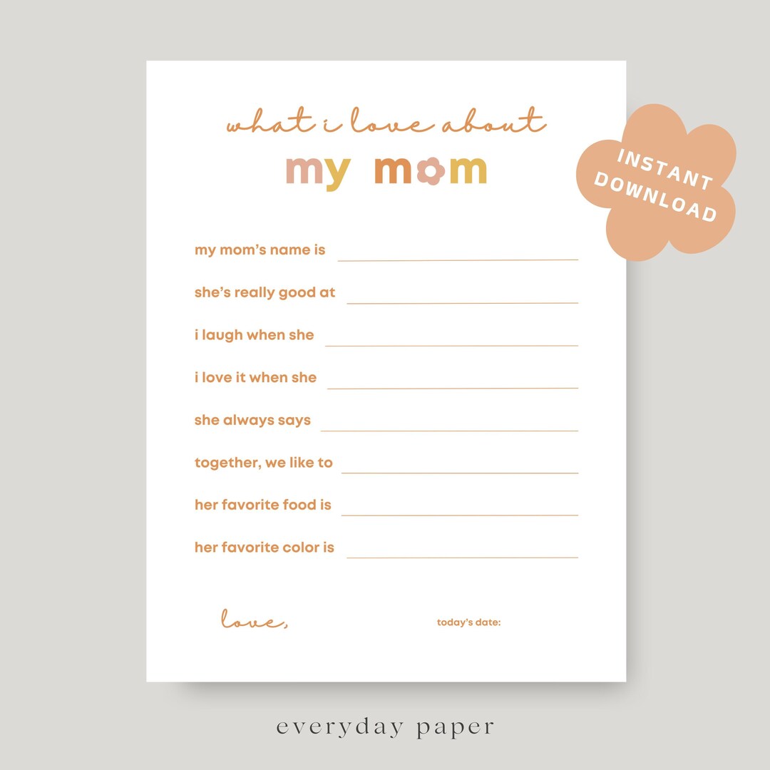 All About My Mom Survey | Mom Questionnaire | Mom Fill in the Blank ...