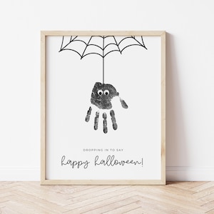 Artesanato com impressão de mão de aranha, artesanato com impressão de mão de Feliz Dia das Bruxas para imprimir, impressão de mão para jardim de infância em casa, download digital instantâneo
