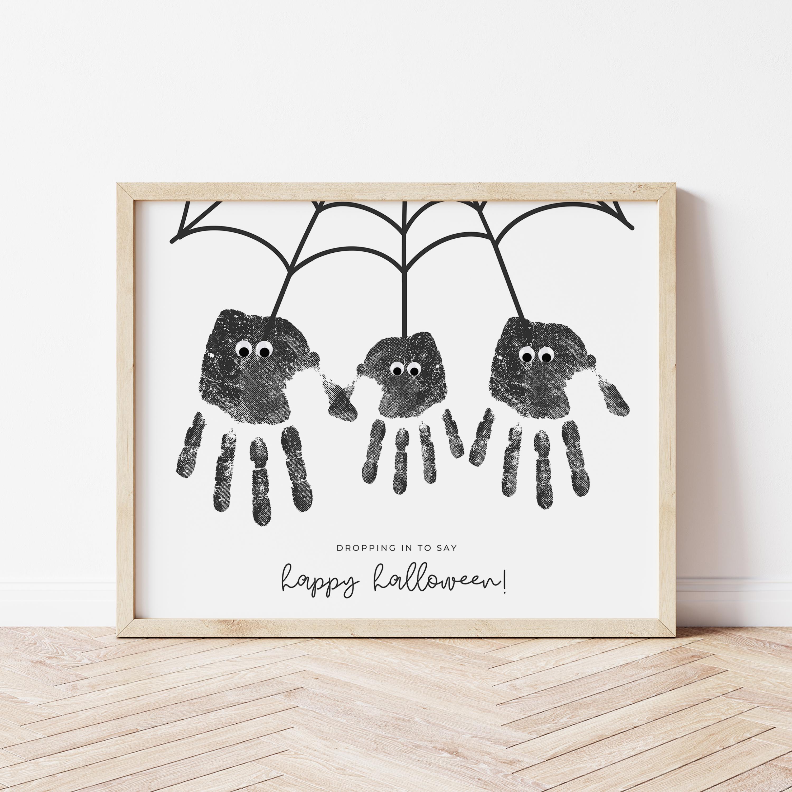 Spider Handprint Art for 3 Kids, Three Kids Halloween Handprint…