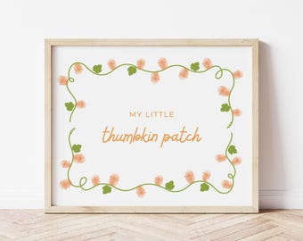 Thumbkin Patch Fall Thumbprint Craft, My Thumbkin Patch, Autumn Fall Easy Activity Baby Toddler or Siblings, Pumpkin Fingerprint Art