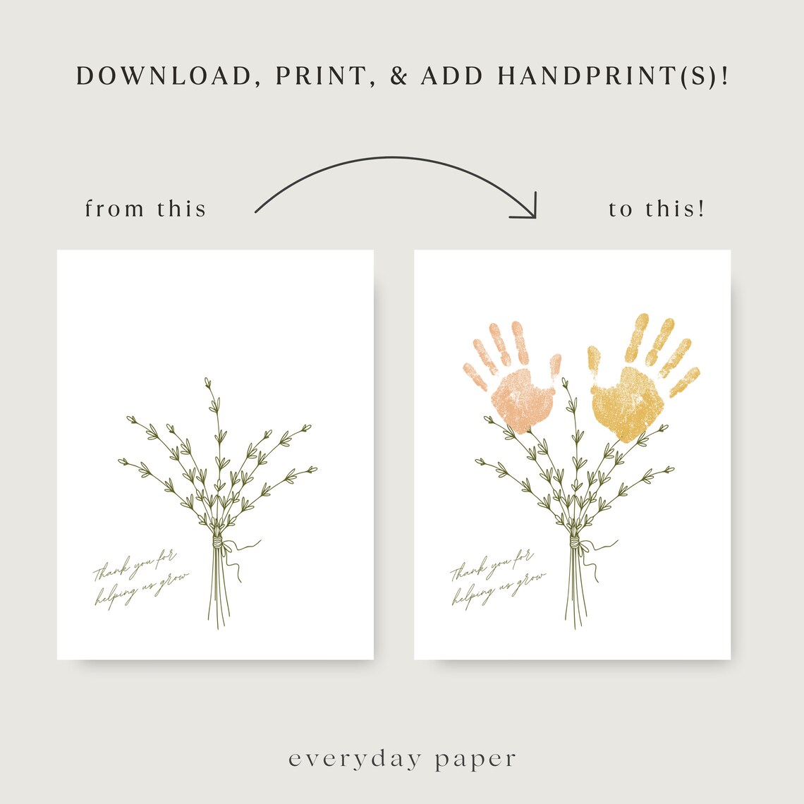 Thank You for Helping Me Grow Handprint Art for Teacher Printable ...