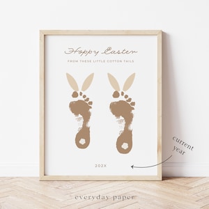 Hase-Fußabdruck-Kunst für zwei Kinder, hoppy Oster-Kunstaktivität mit Jahr, Frühlings-Handwerksgeschwister, Oster-Andenken oder Kartengeschenk für Großeltern