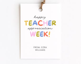 Editable Teacher Appreciation Tags, Edit Name in Canva, Teacher Appreciation Week, School Staff Gifts, Favor Tags for Multiple Teachers