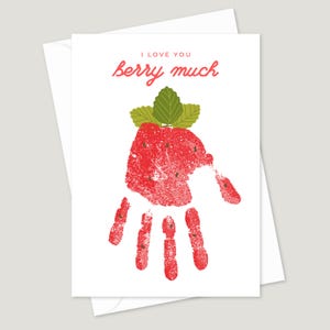 Biglietto di auguri per la festa della mamma o di compleanno con impronta di fragola per neonati da inviare alla nonna, 5 x 7 pollici, stampabile, ti amo tanto, Berry, neonato o bambino piccolo