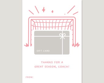Pink Soccer Coach Gift Card Holder, Girly Thank You Card for Toddler Soccer Coach, End Of Season Last Game Gifts, Assistant Coach, 5x7 Inch