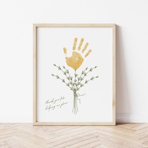 Merci de m'avoir aidée à grandir | Impression artistique d'empreinte de main pour enseignant | Artisanat d'empreintes de main de fleurs pour maman, papa, grand-mère | Cadeau de fin d'année pour professeur